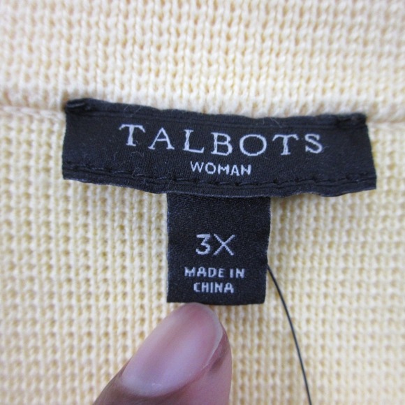 Talbots Knit Blazer Jacket Woman 3X Butter Yellow Cotton Cardigan Preppy 960 - Picture 3 of 10